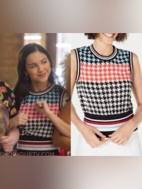Juicy Couture Black Label Bonfire Sleeveless Houndstooth Top size L HS Musical